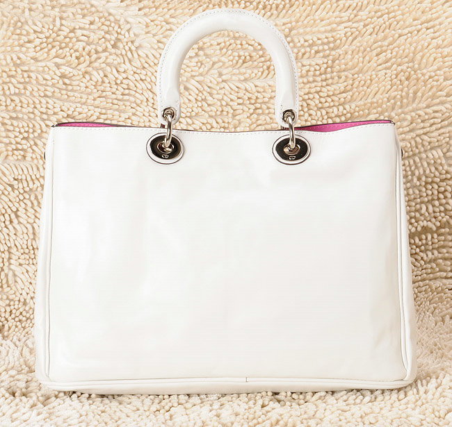 Christian Dior diorissimo nappa leather bag 0901 white with silver hardware - Click Image to Close